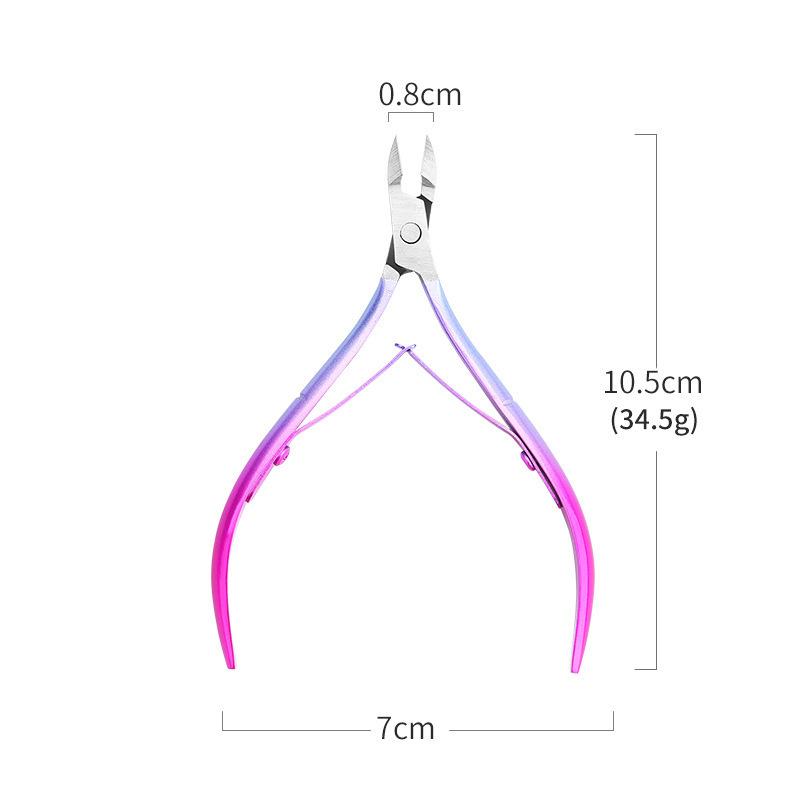 Professional Manicure Set Rainbow Stainless Steel Nail Cuticle Nipper Pusher Dead Skin Remover