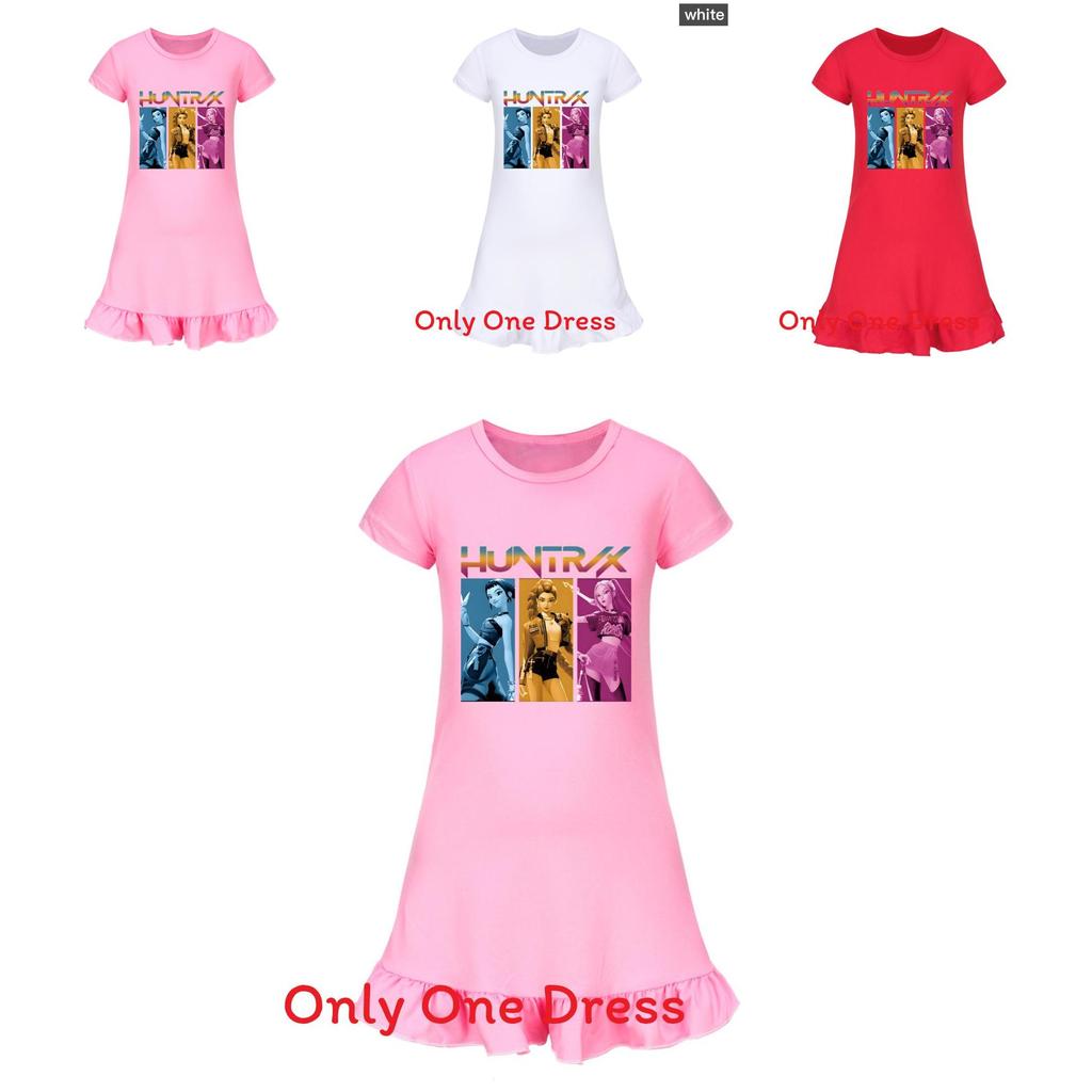 Kpop Demon Hunter Girl Short Sleeve Nightdress With Polyester Fabric For Teen Lounging