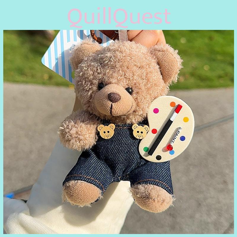 Cute Jinnew Brown Bear Painter Plush Keychain Charming Cartoon Style Bag Decor