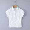2026 Spring Women's Retro Puff Sleeve Waist-Cinched Shirt