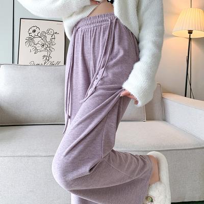 Faux Cashmere Wide Leg Pants for Women Autumn Winter High Waisted Loose Fit Casual Straight Leg Floor Length Pants