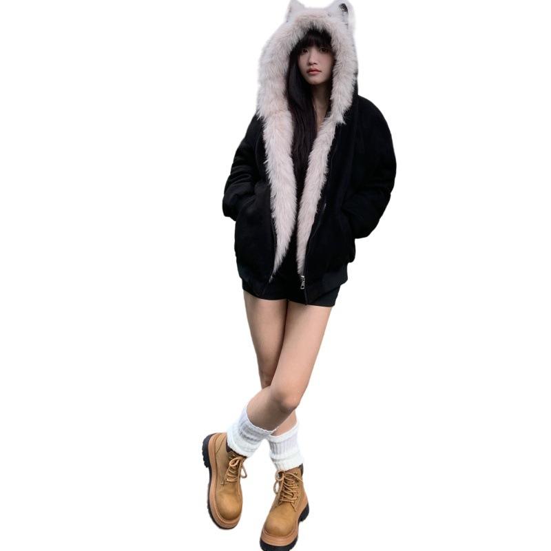 

Замшевая горная резьба Хлопковая одежда Женская Новая Зимняя Утолщенная Маленькая Стеганая Куртка Плюс Бархатная Хлопковая Одежда и Куртки L чёрный