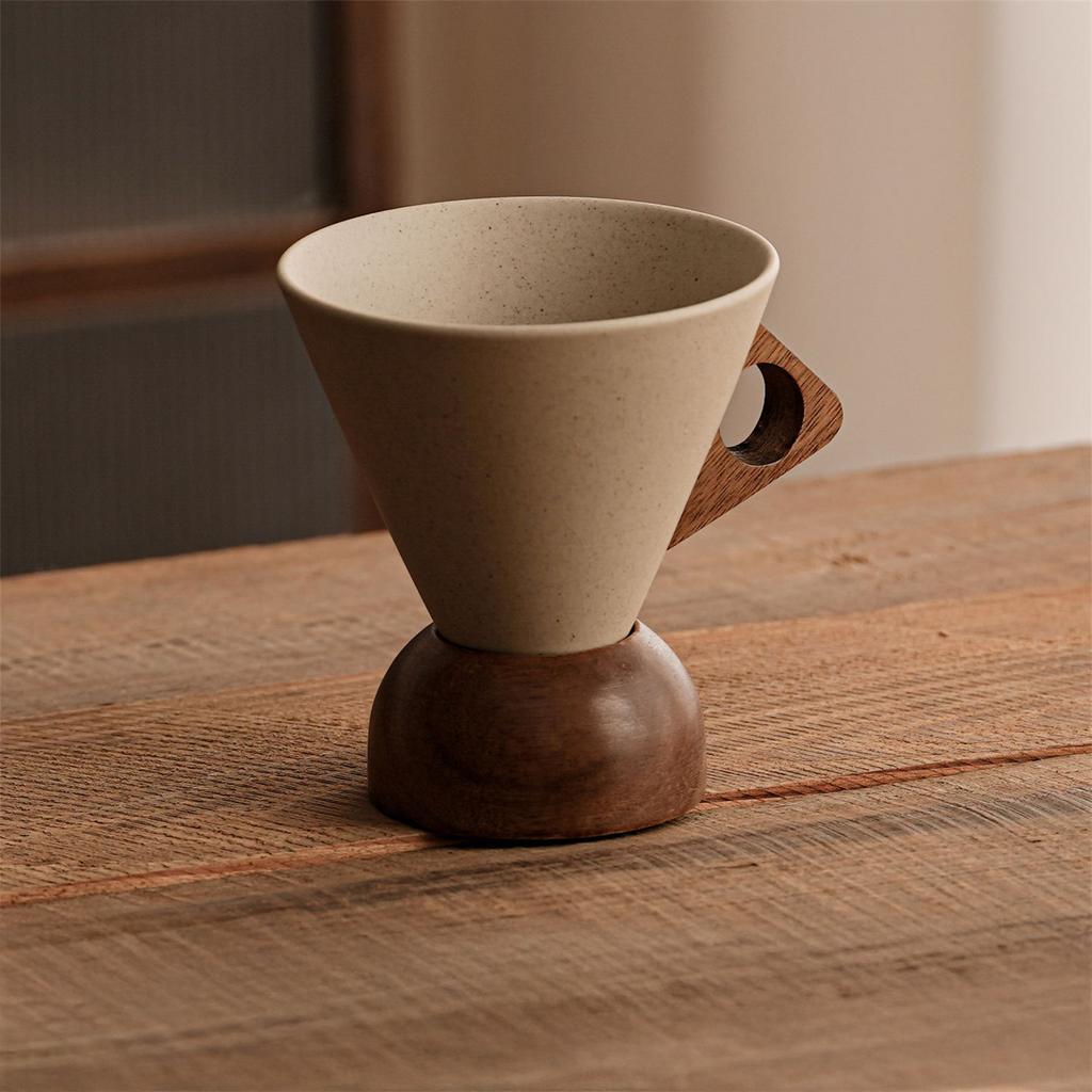 Coarse Pottery Coffee Mug with Base American Style Ceramic Tea Coffee Cups for Coffee Tea Latte Milkshake
