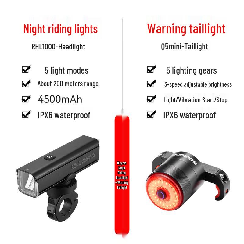 Rockbros Rechargeable Bike Light Set