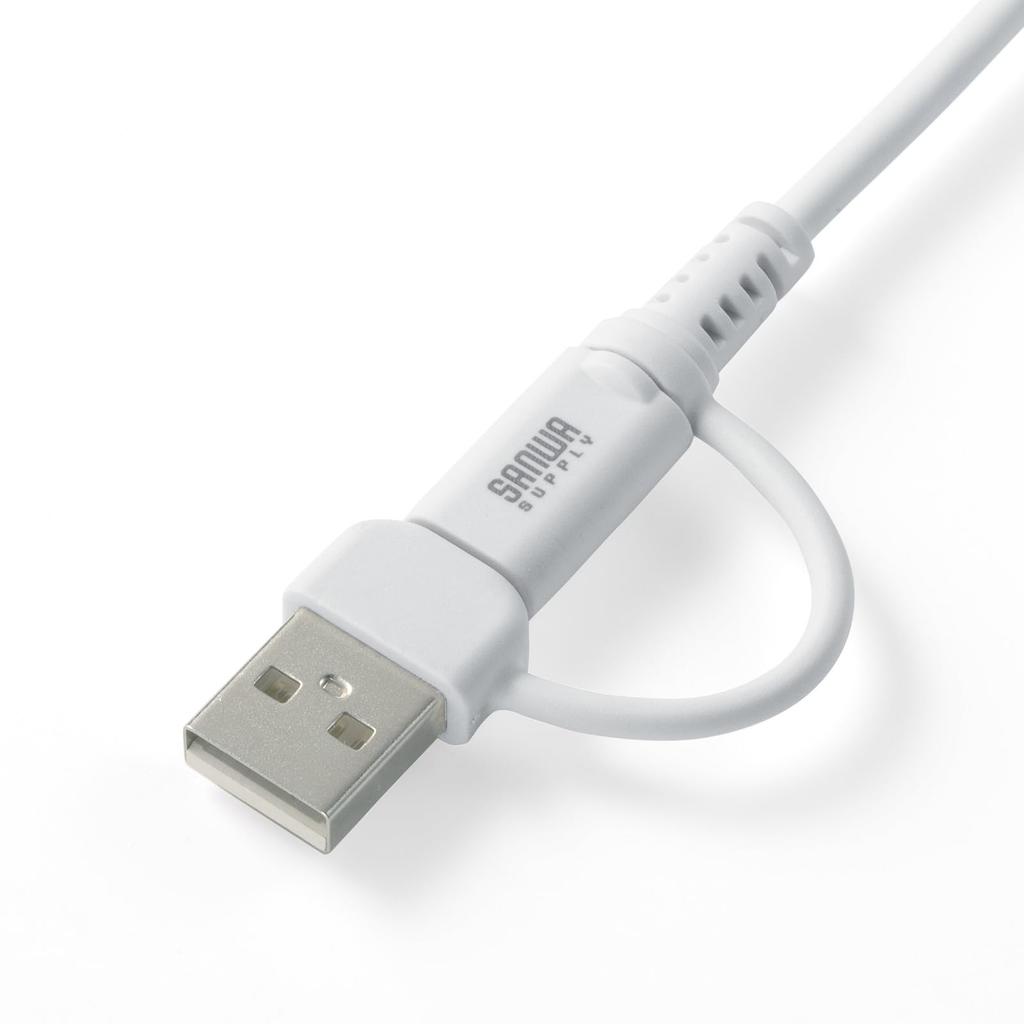 Sanwa Supply USB-Kabel C auf A Konvertierung 2.0 Typ-C (mit Adapter, PD60W, Weiß) KU-CCP60ACC10W