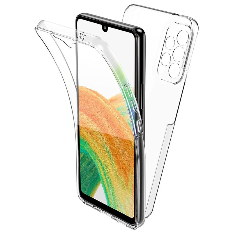 Capa de silicone dupla transparente 360° para Samsung Galaxy A53 A73 A33 A22 A13 A52S A12 A51 S21 S22 Redmi Note 11 10C iPhone 13 12 11 Pro Max Capa traseira frontal
