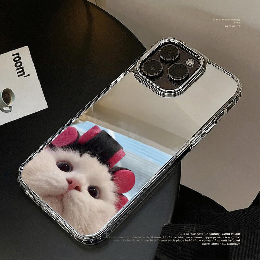 

Чехлы для мобильных телефонов iPhone 11 13 XR 15 Pro Max 12 14 Pro Max Чехол iPhone 16 XS Max Зеркальный защитный чехол Зеркальный Изысканный мультяшный водонепроницаемый iPhone 16 Pro Max серебряный