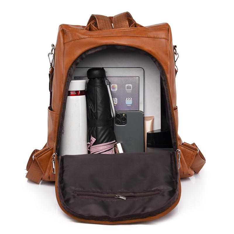 2025 Women's Retro PU Travel Backpack - Large Capacity Outdoor Casual Bag