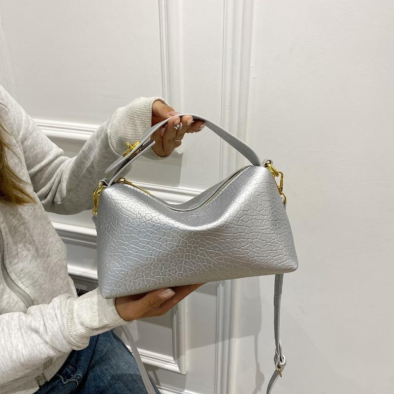 Lychee pattern bag women's new trendy fashion simple soft surface one shoulder crossbody hand carry retro armpit bag