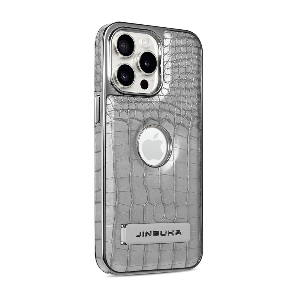 High Quality Leather Holder Electroplate Phone Case for IPhone 11 12 13 Pro Max 14 15 16 Plus Bracket Magnetic Protection Cover