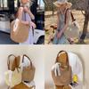 Simple Solid Color Large Capacity Women Casual Woven Tote Bag For Daily Use