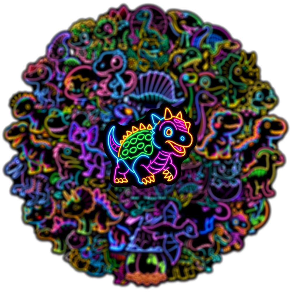 10/30/50pcs Cute Funny Neon Dinosaur Cartoon Graffiti Stickers DIY Laptop Notebook Water Bottle Diary Decoration Sticker Decals