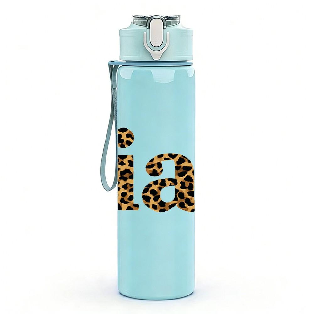 1PC Ciao Simple Text Art Print 750ml Color Plastic Sports Water Bottle Leakproof Flip Straw Lid Suitable for Sports Office Home Use