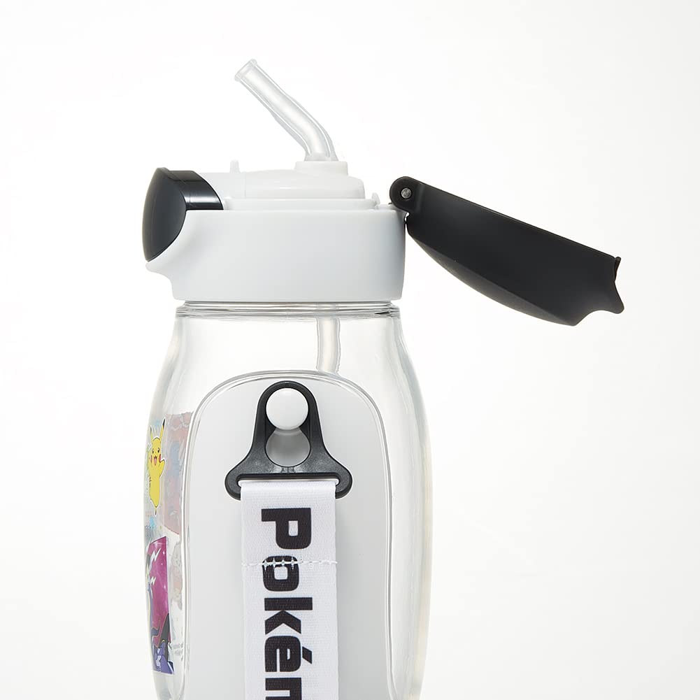 Bouteille d'eau Skater 530ml 23N pour Enfants PDSH6DX-A Pokémon avec Paille, Ouverture à Pression Unique,