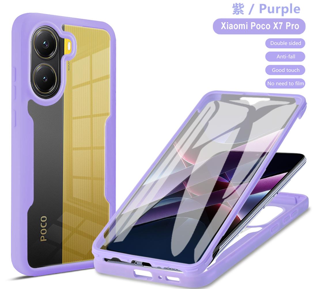 

Для XIAOMI POCO X7 Pro 360 Чехол для телефона Полная защита Защитная пленка для экрана Защита объектива камеры Бампер Чехол Funda 360 protective case&Poco x7 pro фиолетовый