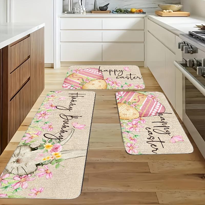 1Pcs Anti Fatigue Kitchen Rugs,  egg and rabbit Print Waterproof Non-Slip Thick Cushioned Kitchen Mat Heavy Duty Comfort Standing Mat for Kitchen