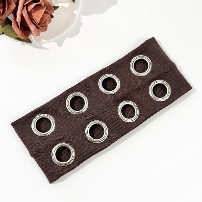 Hip-Hop Punk Style Solid Color Hollowed-Out Air Eye Metallic Stretch Headband Music Festival Rock Dark Headband Hair Accessories