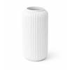 White Slim Grooved Vase, Modern Minimalist Japandi
