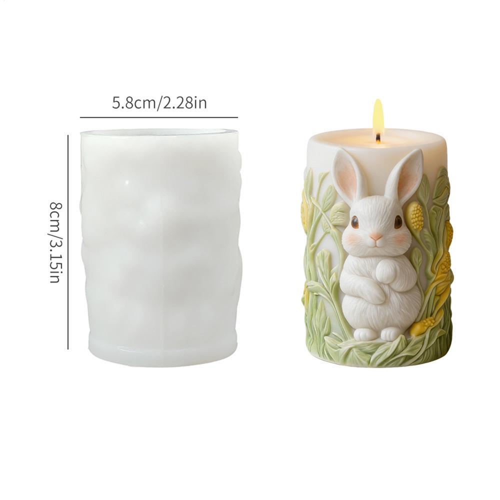 

Easter Bunny Candle Mold Easter Bunny Relief Silicone Crafting Mould Cylinder Holiday Mold For Soap Clay Cement Plaster Resin