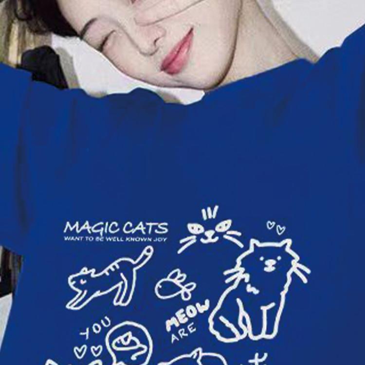 Summer Lazy Cartoon Printed Loose T-shirt for Women