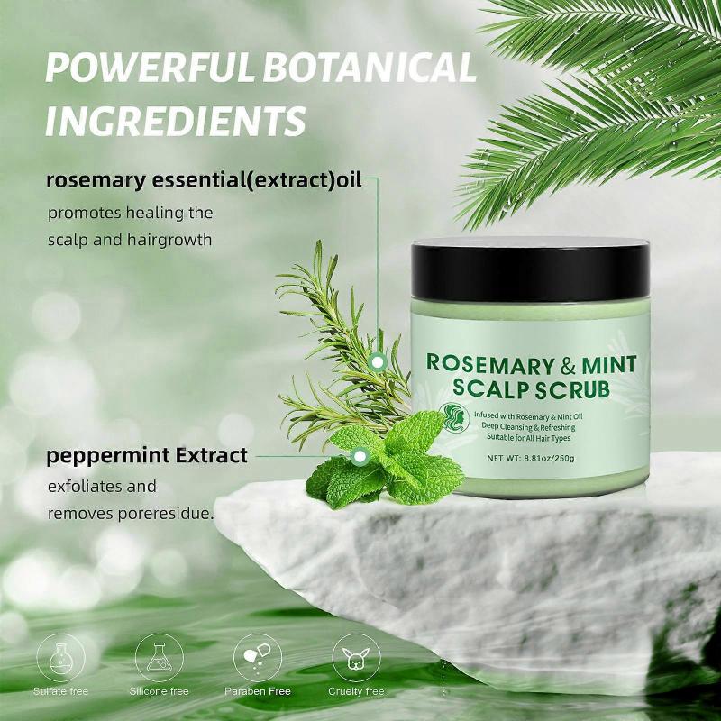 Scalp Scrub, Rosemary Scalp Exfoliator Scrub, Scalp Treatment with Mint Oil, Hair Treatment to Clean and Itchy Scalp Relief with Silicone Scalp Massag