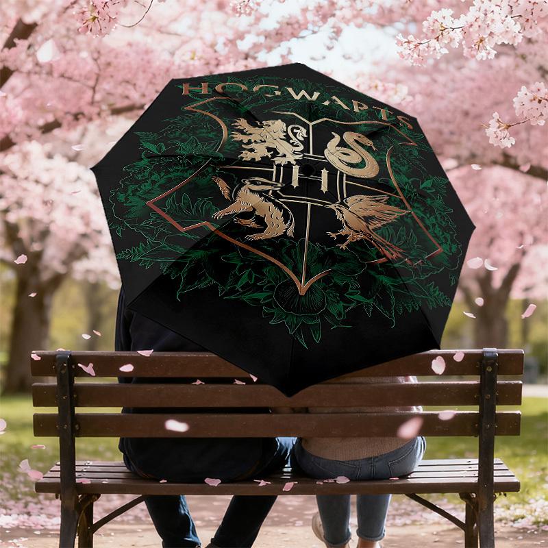 1 ks Deštník s erbem Bradavic - 8 žeber vyztužený, automatické otevírání, lehký a odolný, roztomilý módní doplněk pro venkovní použití, D2702