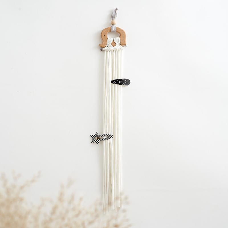 1Pc Wire Storage Pendant Strip Line Nordic Wind Woven Cartoon Wood Hairpin Finishing Wall Decoration