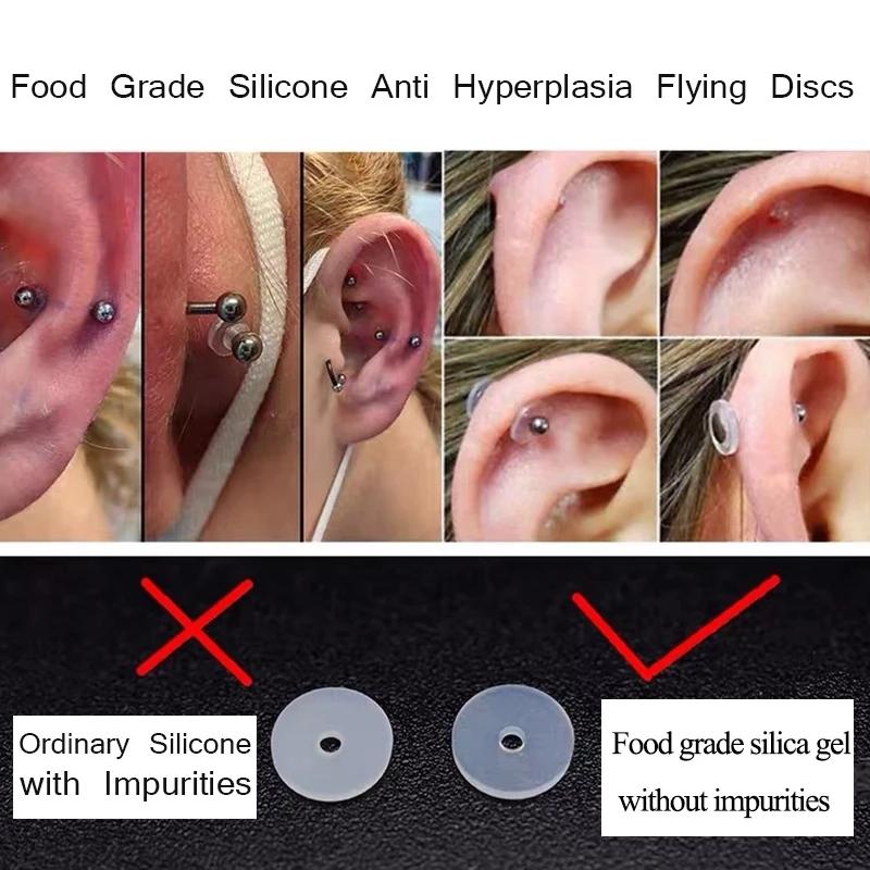 AOEDEJ 6-200P Silicone Piercing Healing Discs Anti Invagination Flexible Anti Hyperplasia for Earring Back No Pull Piercing Disc