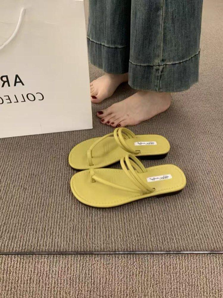 Simple and Versatile Set of Toes with Flat Sandals for Women To Wear In Summer, Seaside Casual Soft-soled Two-way Cool Slippers