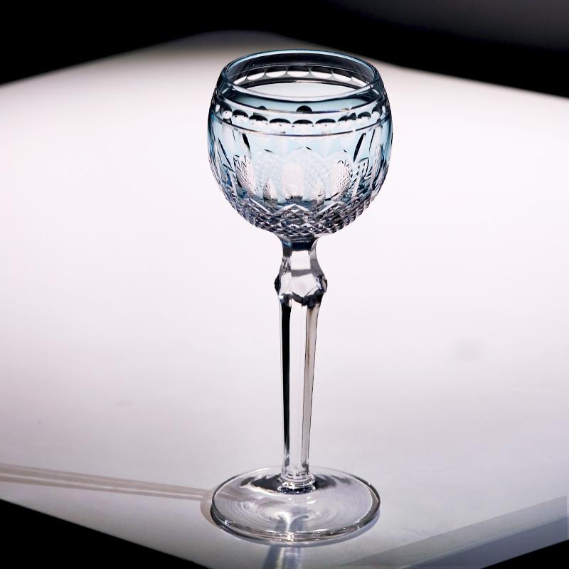 Vintage Handcrafts Multi-Colored Crystal Edo Kiriko Wine Glass Bohemia Hand Engraved Stemware