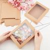 24pcs Cardboard Box with PVC Clear Window Rectangle Camel 17.5x13.5x3.5cm