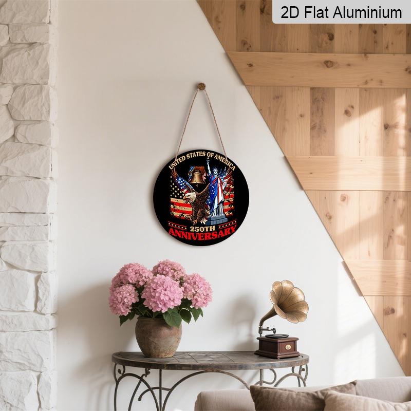 2D Flat Retro Aluminum Wall Decals In Various Sizes. Independence Day Theme, Featuring A 250th Anniversary Bald Eagle and Flag Design. Ideal for Home