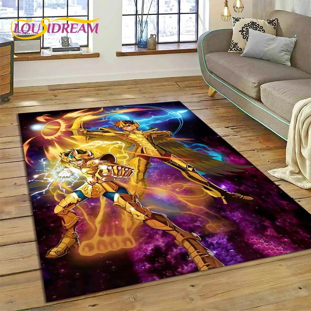 Cartoon Saint Seiya 3D Retro  Anime Rug Carpet for Living Room Bedroom Home Decor,Floor Mat Non-slip for Sofa Doormat Gift Kids