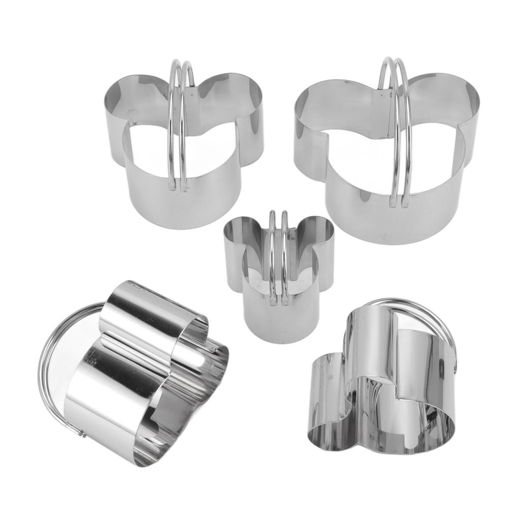 5Pcs Stainless Steel Biscuit Cutter Set Removable Easy Release Professional Cookie Cutter Set with Handle for Baking
