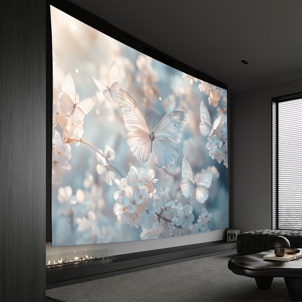 1 piece peony butterfly tapestry, polyester fabric, machine washable, suitable for living room, bedroom, office decoration