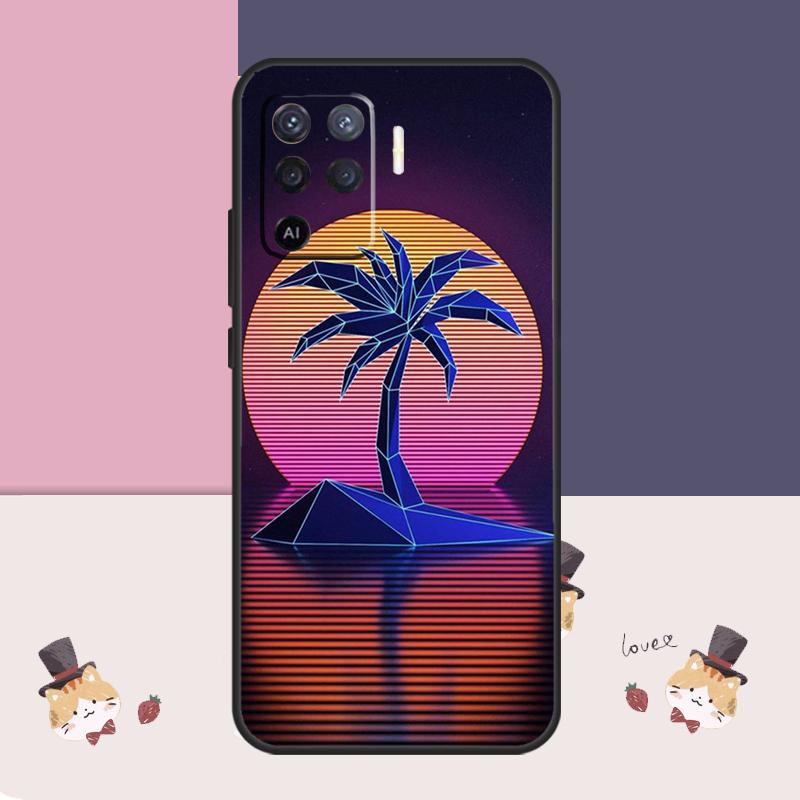 Retrowave Neon Palms Tree Case For OPPO A78 A98 A58 A18 A96 A76 A16 A17 A77 A15 A5 A9 A74 A94 A52 A72 A53S A54S A57S