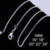 16-24 Inch Silver 1MM Box Chain Necklace - European & American Style, Korean Version C007
