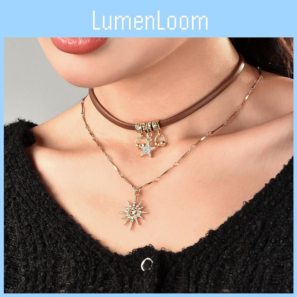 Eyecatching Vintage Style Floral And Star Choker Necklace For Women In Layers Two