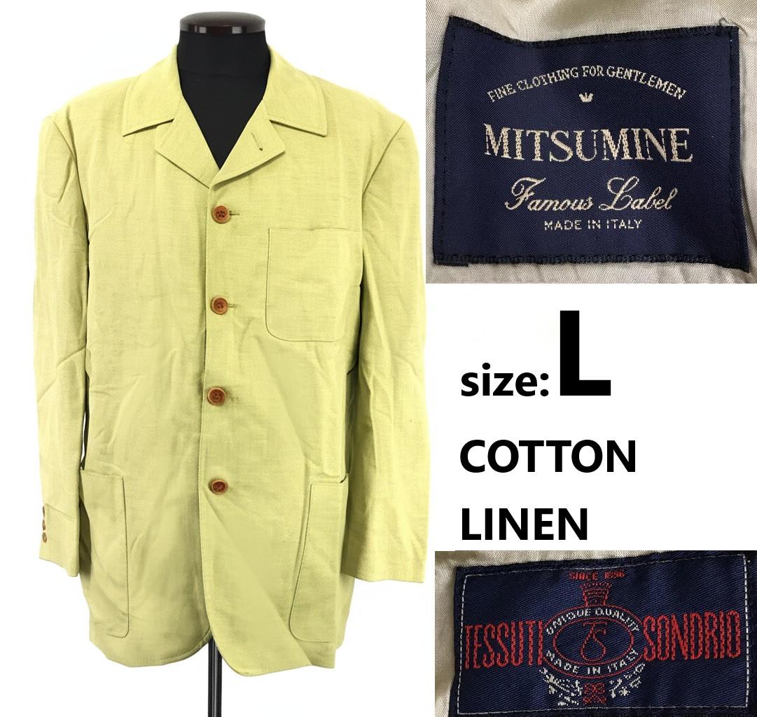 

Mitsumine Italy Cotton Linen Spring/Summer Tailored Jacket Men’s L Light Green(USED)