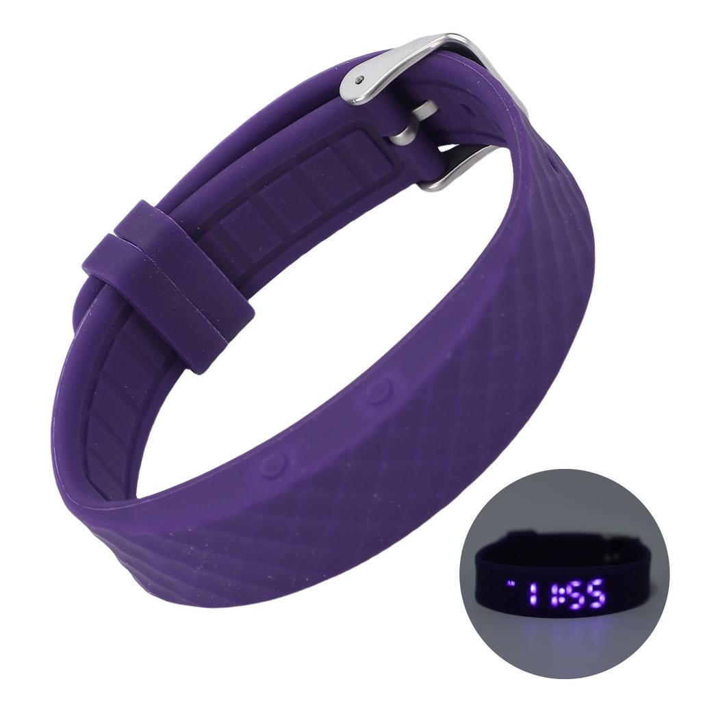 Vibrating Alarm Reminder USB Charging Watch LED Fitness   for Cal Fit Sleep Purple