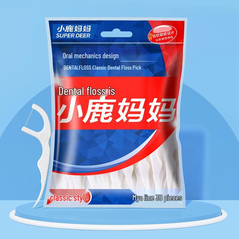 FAWNMUM Classic Dental Floss Sticks, 30-Count