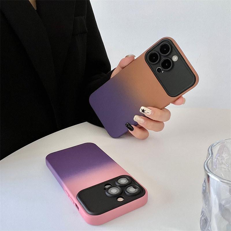 Luxury Case for Iphone 14 Pro Max Gradient Big Window Matte for iPhone 11 12 13 14 Pro Max 14 Plus Soft Camera Protection Cover
