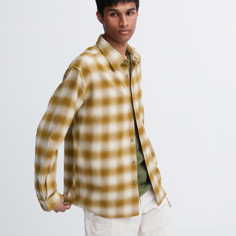 

UNIQLO JAPAN Фланелевая рубашка в клетку с длинными рукавами