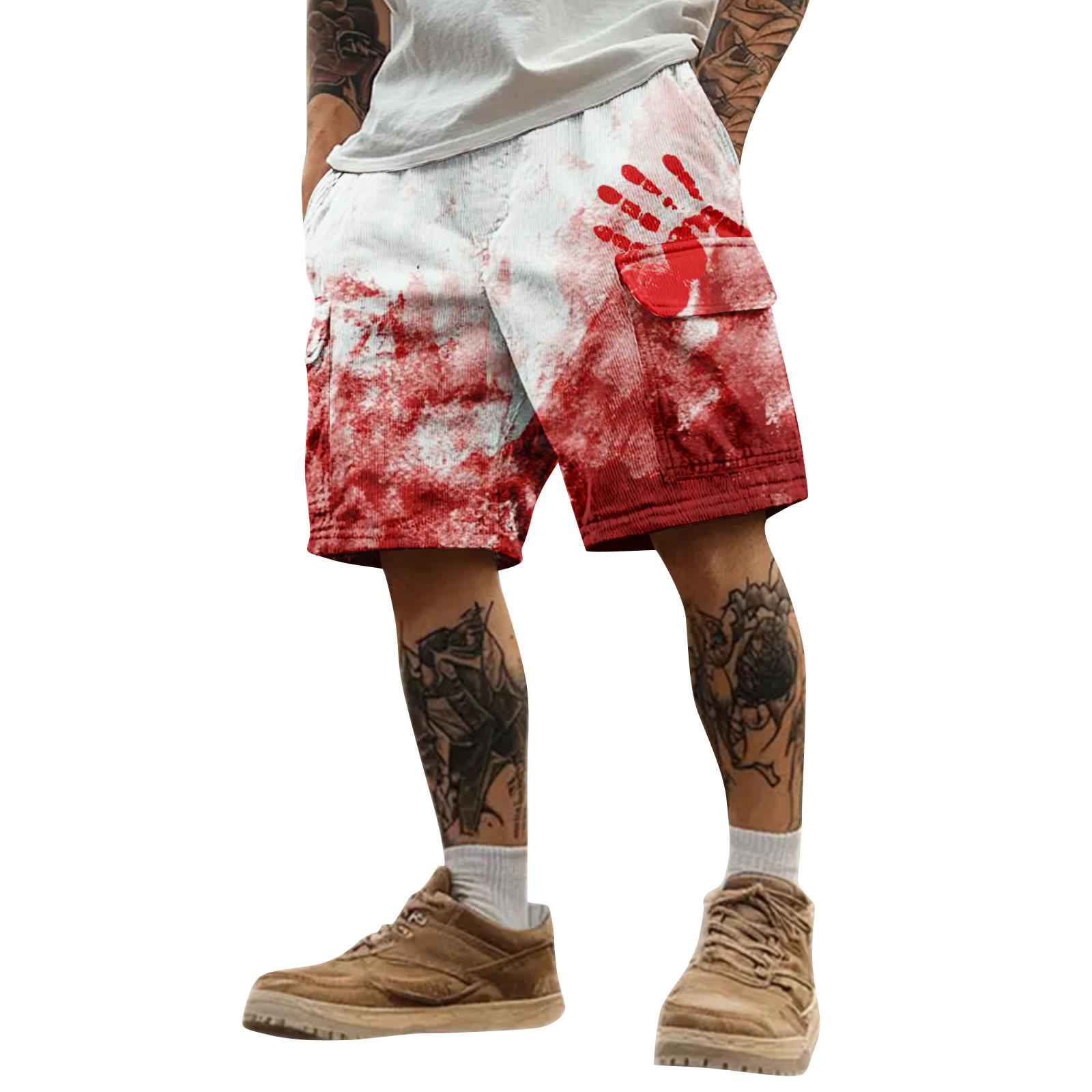 

Мужские спортивные шорты карго с принтом на Хэллоуин, свободного кроя, с несколькими карманами L