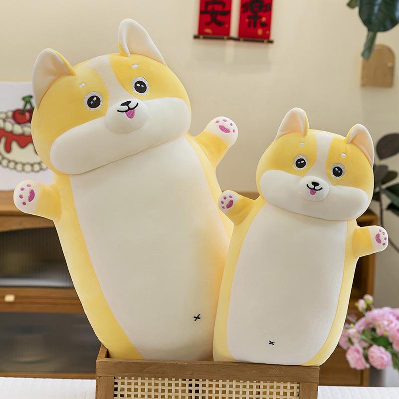 Cute long corgi plush toy throw pillow peach butt soft cute girl bedmate doll gift