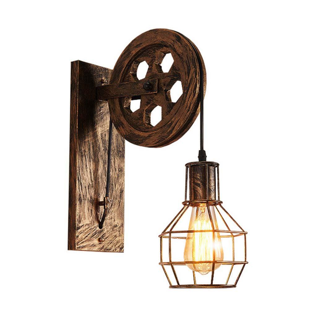 

Loft Retro Lanterns Wall Lamp Rust Color Vintage Metal Cage Pendant Suspension Light for Bedroom Kitchen Living Room Retro 30X10X18CM