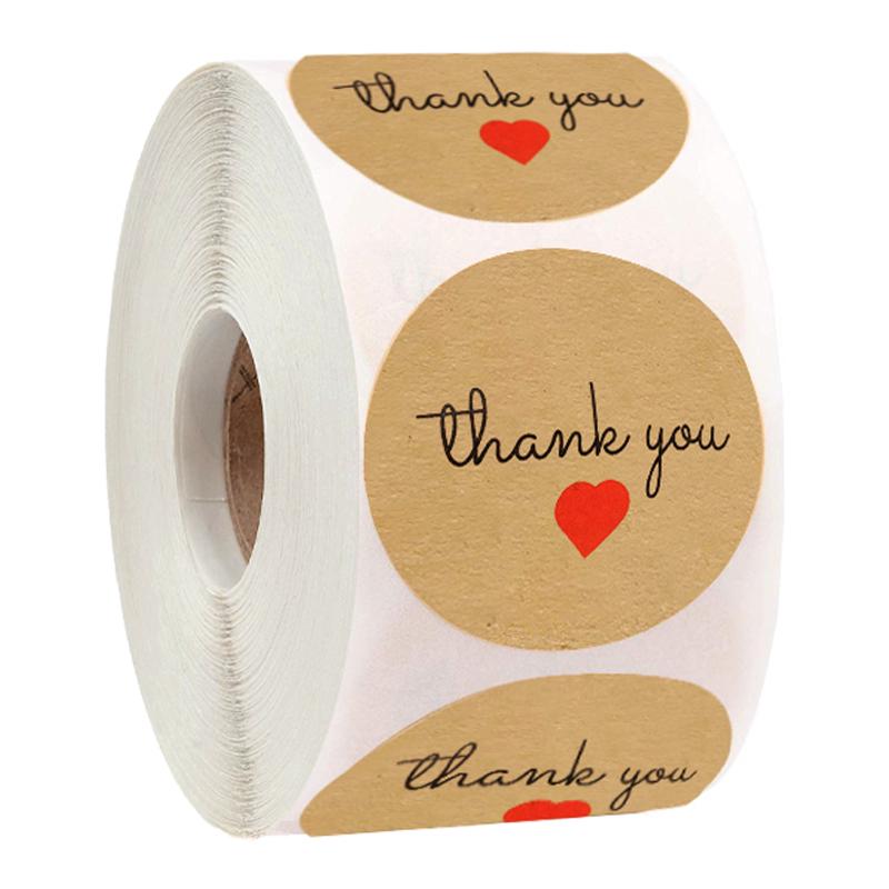 500 Kraft Paper Thank You Sealing Stickers for Handmade Dessert and Cake Gifts