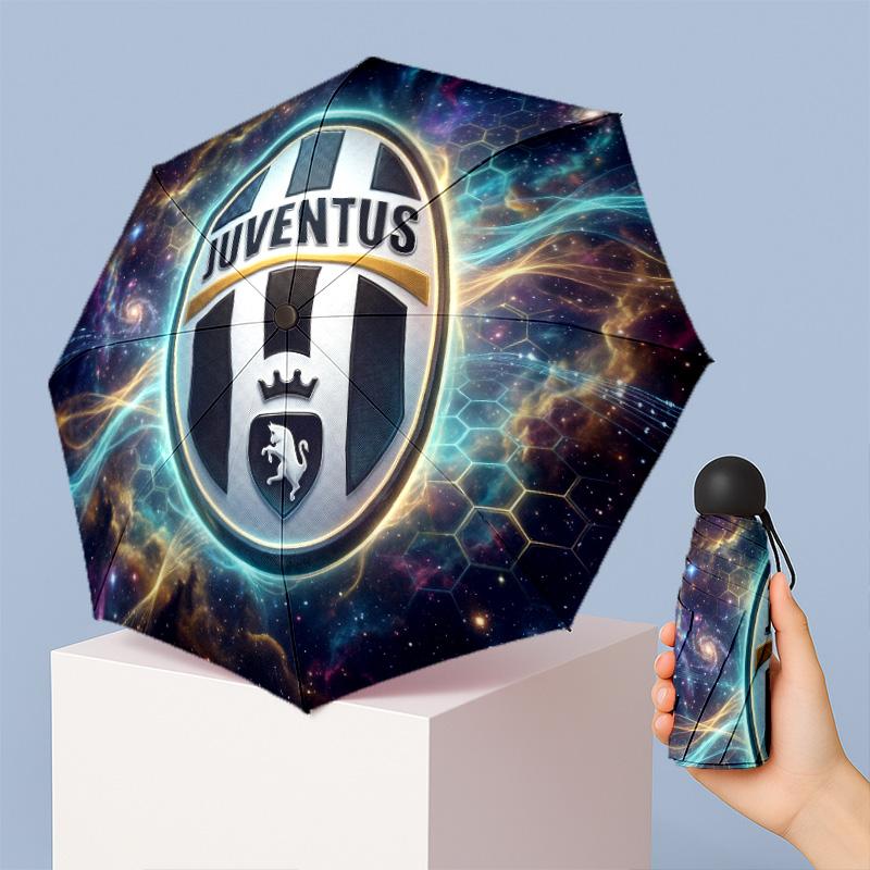 Juventus FC Pattern Printed Mini 5 Folds 8 Ribs Compact Umbrella Windproof Waterproof Lightweight Portable Folding