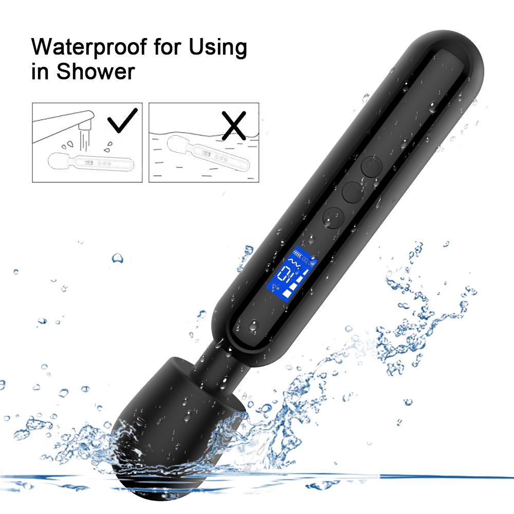 Waterproof Silicone Multi-Functional Massage Stick with LCD Display 10 Frequencies 4 Speeds Vibrator for Women Sexy Toy