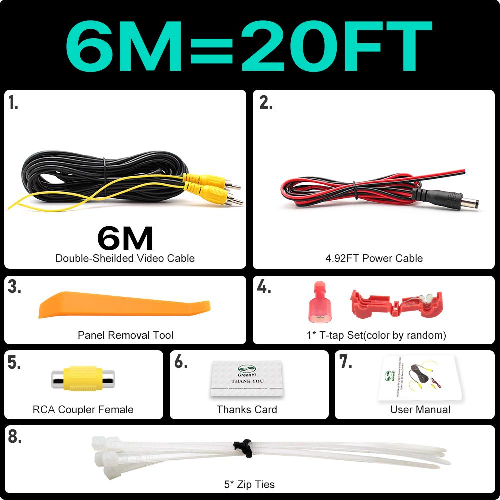 

GreenYi Новый двухэкранированный RCA видеокабель для подключения монитора и резервной камеры заднего вида 6 м 8 м 10 м 15 м 20 м AV-удлинитель